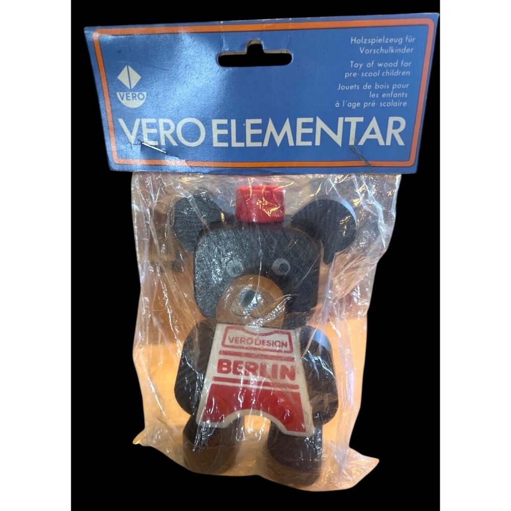 Vtg Vero Elementar Wooden Toy Bear Berlin Preschool Vintage Collectible NOS